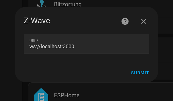 ZWave integration in Home Assistant needs to connect to the ZWave server.